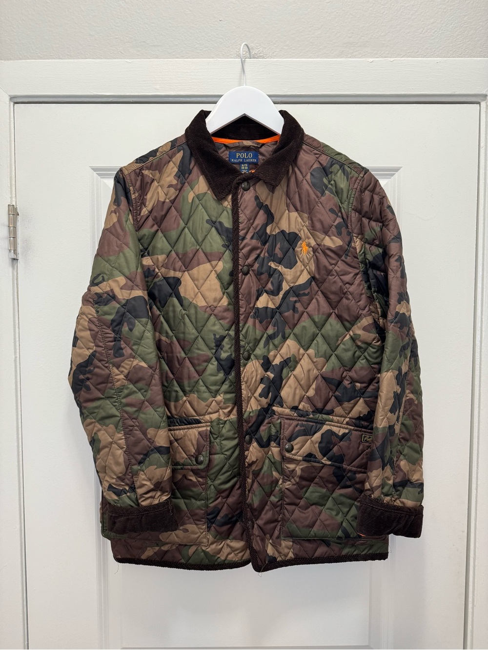 Polo Ralph Lauren Green Multi Camo Quilted Puffer Snap Button Jacket